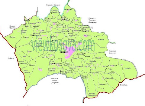 Historic locality map for Prizren