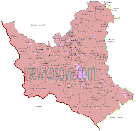 Historic locality map for Gjakova