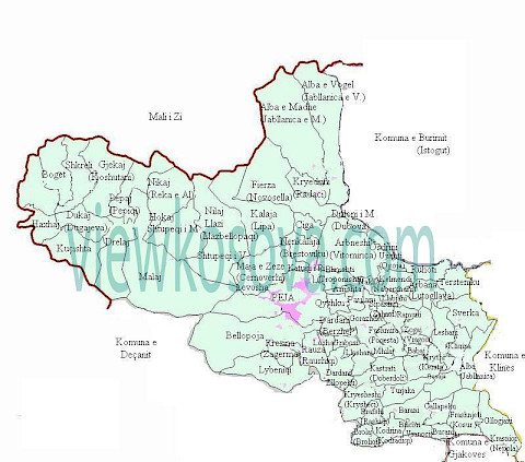 Historic locality map for Peja