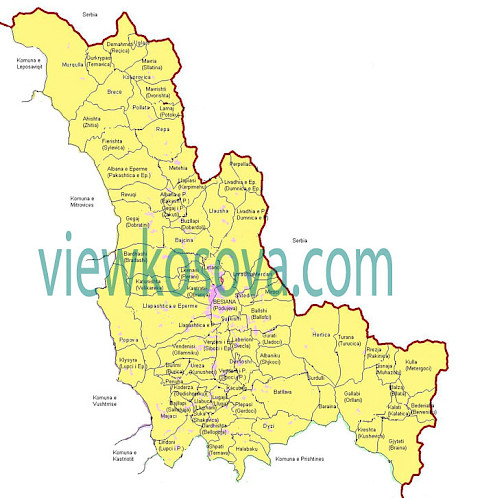 Historic locality map for Podujeva