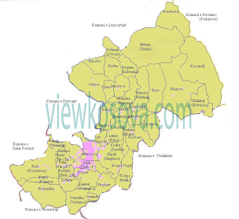 Historic locality map for Mitrovica