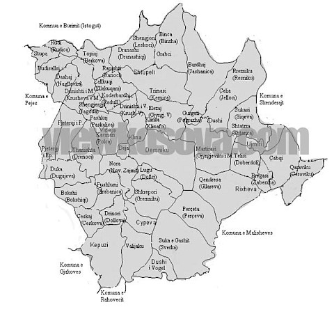 Historic locality map for Klina
