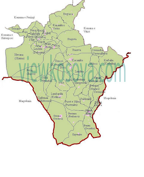Historic locality map for Kacanik