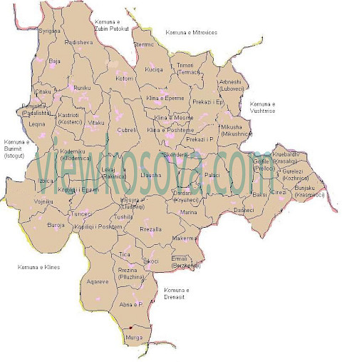 Historic locality map for Skenderaj