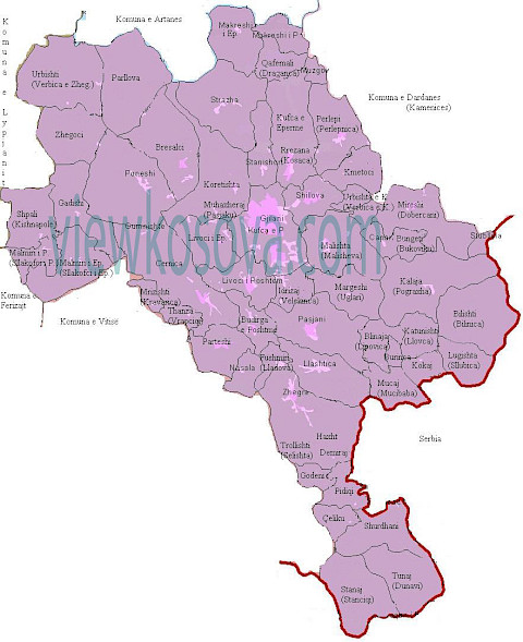 Historic locality map for Gjilan