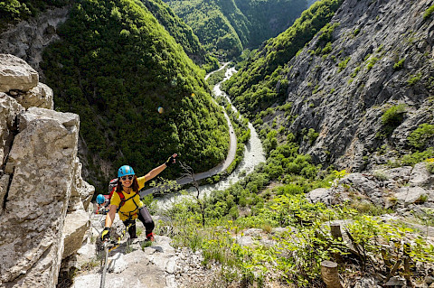 Via Ferrata climbing in Rugova Gorge