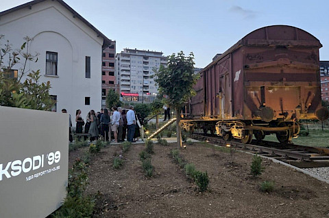 Eksodi &rsquo;99 Museum railway wagon at Prishtina Railway Station